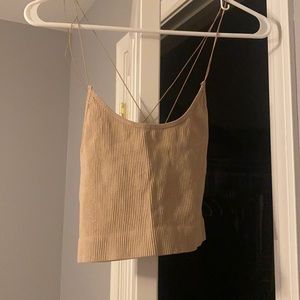 Tan Sparkle Urban Outfitters Crop Top (medium)